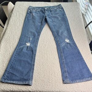 Flying Monkey Distressed Blue Flare Jeans